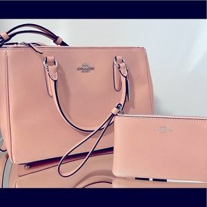 Pink Coach Satchel & wristlet